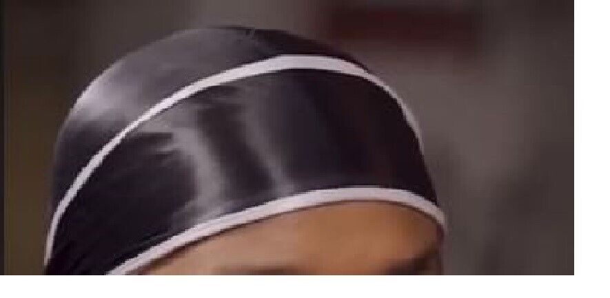 Luxury Black Velvet Durag with White Border